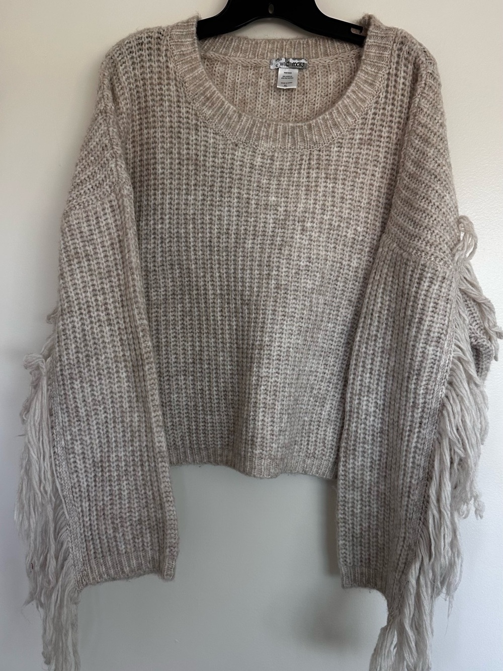 Wild Moss Cream Fringe Knit Sweater